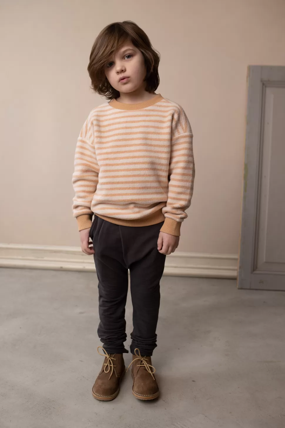 Flash Sale | Oversized Teddy Sweater | Rose Tan Stripes Man Truien + Vesten