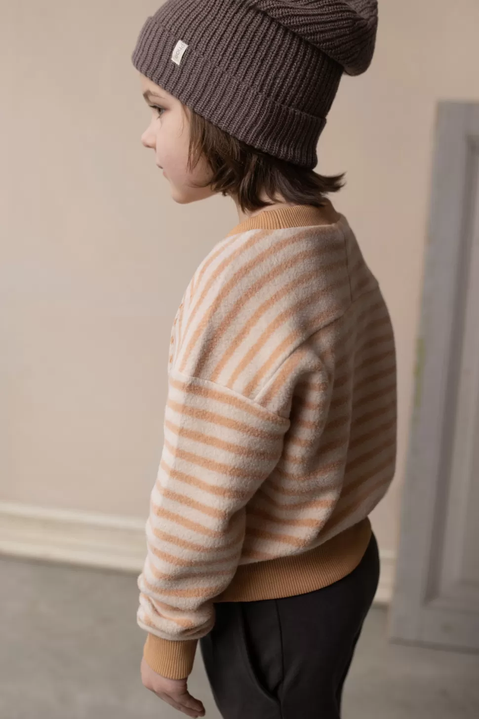 Flash Sale | Oversized Teddy Sweater | Rose Tan Stripes Man Truien + Vesten