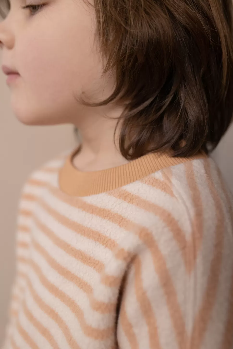 Flash Sale | Oversized Teddy Sweater | Rose Tan Stripes Man Truien + Vesten
